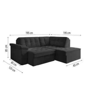 Sofá de Canto Retrátil 5 Lugares Grécia Cinza Suede - Image 5