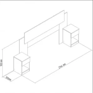 Cabeceira Casal com 2 Mesas de Apoio Dormitórios Decibal Branco - Image 3