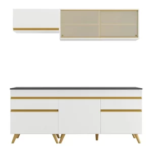 Cozinha Compacta 4 Peças com Armário e Balcão Mp3707 Veneza Branca Branco - Image 2