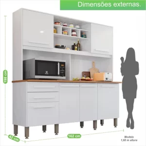 Armário para Cozinha 6 Portas 2 Gavetas Luna Plus Branco - Image 8