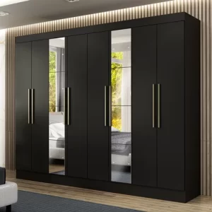Guarda Roupa Casal com Espelho 8 Portas Nova York Yescasa Preto
