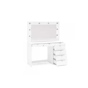 Penteadeira Camarim com Espelho 7 Gavetas e Tomada Diamante Espresso Móveis Branco - Image 5