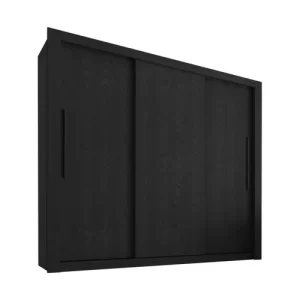 Guarda-Roupa Casal 3 Portas 4 Gavetas Costa Rica Sallêto Móveis Preto - Image 3