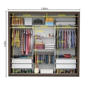 Guarda-Roupa Casal 3 Portas com Espelho Max Plus Malbec - Image 8