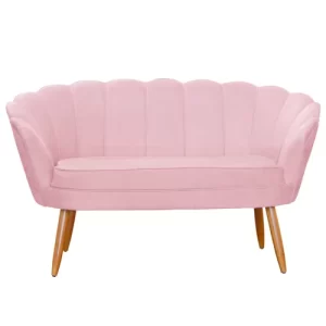 Conjunto Namoradeira Pétala de Flor + 2 Poltronas pés palito suede Rosa Bêbê - Image 5