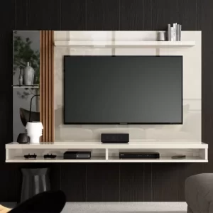 Painel Home Paris para TV até 55 Polegadas Ripado com Espelho Off White - Image 2