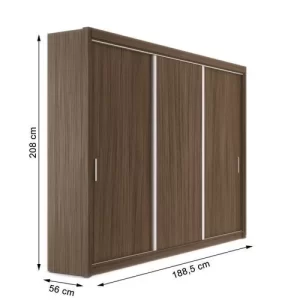 Guarda-Roupa Casal 3 Portas 4 Gavetas 188,5cm Viena - Macadâmia - Image 4