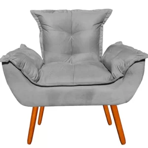 Kit Namoradeira com 2 Poltronas Decorativa Opala Suede Cinza - Image 2