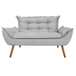 Kit Namoradeira com 2 Poltronas Decorativa Opala Suede Cinza - Image 3