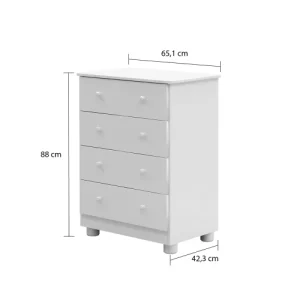 Cômoda Infantil 4 Gavetas em MDF Júnior Móveis Peroba Branco Brilho - Image 4