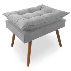 Poltrona com Puff Opala Decoração Quarto Amamentação Escritório Clínica Recepção Suede Cinza - Image 4