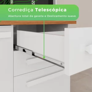 Armário para Cozinha 6 Portas 2 Gavetas Luna Plus Branco - Image 5