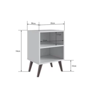 Mesa de Cabeceira Retrô com Prateleira Completa Móveis Branco - Image 3