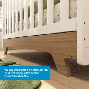 Berço Mini Cama Retrô Móveis Peroba Branco BrilhoCarvalho - Image 6