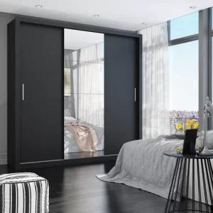 Guarda-Roupa Casal 3 Portas com Espelho Max Plus Preto