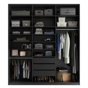 Closet Casal 100% MDF BP 3 Vaos 3 Gavetas Sion Preto - Image 5
