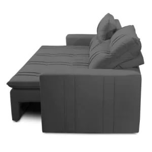 Sofá Retrátil e Reclinável 2 lugares com Molas 1,50m Ester Suede Cinza Adonai Estofados Cinza - Image 4