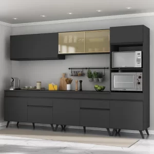Armário de Cozinha Completa 5 peças MP3689.895 Veneza Multimóveis Preto Preto