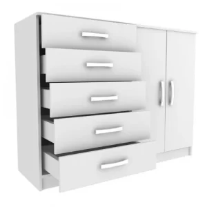 Cômoda 2 Portas 5 Gavetas - Branco - Image 4