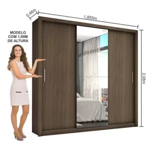 Guarda-Roupa Casal 3 Portas com Espelho Max Plus Malbec - Image 2