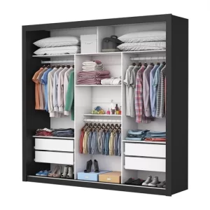 Guarda-Roupa Casal 3 Portas com Espelho Max Plus Preto - Image 5