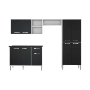 Cozinha Completa Compacta xangai Plus Multimóveis Branco/Preto Branco/Preto - Image 2