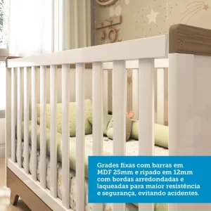 Berço Mini Cama Retrô Móveis Peroba Branco BrilhoCarvalho - Image 8