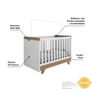 Berço Mini Cama Retrô Móveis Peroba Branco BrilhoCarvalho - Image 7