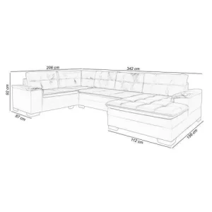 Sofá de Canto 6 Lugares com Chaise Suede Aveludado Viena Império Estofados Cinza - Image 3