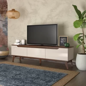 Rack para TV até 75 Polegadas 180cm 2 Portas 1 Gaveta Liverpool Yescasa AmêndoaOff White - Image 3