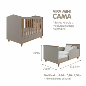 Berço Mini Cama Bala de Goma Espresso Móveis FendiNature - Image 2