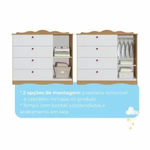 Cômoda Infantil 4 Gavetas Aquarela Espresso Móveis Branco/Nature - Image 5