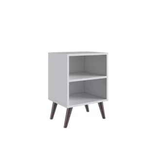Mesa de Cabeceira Retrô com Prateleira Completa Móveis Branco - Image 2