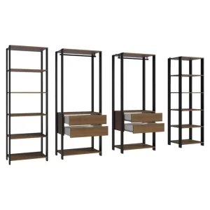 Guarda-roupa Closet Modulado Valencia 4 Gavetas 258cm Rustic/preto Madesa 01 Marrom - Image 4
