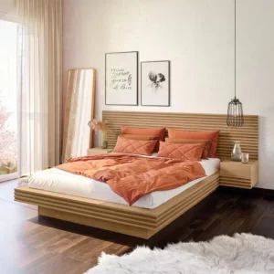 Cama Casal/Queen com Cabeceira e Mesa de Apoio Samambaia Cabecasa Carvalho