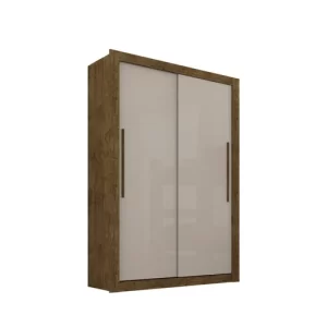 Guarda Roupa Solteiro 2 Portas 2 Gavetas Costa Rica Sallêto Móveis Ipê/Off White - Image 2