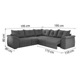 Sofá de Canto 5 Lugares com Retrátil Qatar Suede Cinza - Image 2