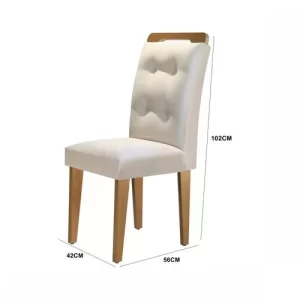 Conjunto Sala de Jantar Mesa 4 Cadeiras Luísa Espresso Móveis Veludo Creme/Off White/Imbuia - Image 4