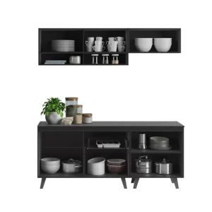 Cozinha Compacta 4 Peças 7 Portas 1 Gaveta com Balcão Emília Thela Preto - Image 2