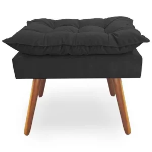 Poltrona com Puff Opala Decoração Quarto Amamentação Escritório Clínica Recepção Suede Preta - Image 2