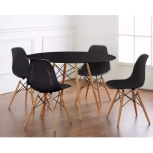 Conjunto Mesa Eiffel 90cm Preta + 4 Cadeiras Dsw Eiffel Design Charles Eames Preta - PROLAR