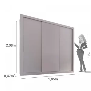 Guarda-Roupa Casal 3 Portas 4 Gavetas Costa Rica Sallêto Móveis Branco - Image 2