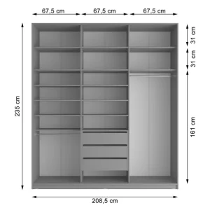 Closet Casal 100% Mdf Bp 3 Vaos 3 Gavetas Sion Urbi - Image 7