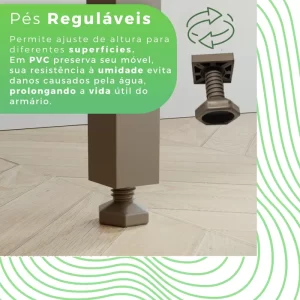Armário para Cozinha 6 Portas 2 Gavetas Luna Plus Cinamomo/Off White - Image 6