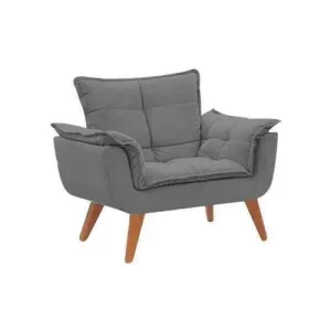 Kit 2 Poltronas Decorativas Opala Suede Cinza - Image 3