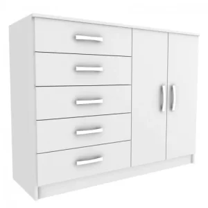Cômoda 2 Portas 5 Gavetas - Branco - Image 5