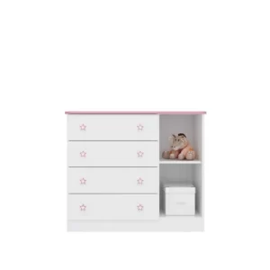 Cômoda Sapateira Infantil 1 Porta 4 Gavetas Doce Sonho Qmovi Rosa/Branco - Image 3