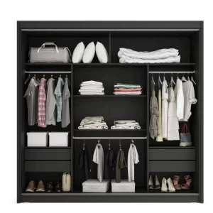 Guarda-Roupa Casal 3 Portas 4 Gavetas 188,5cm Viena - Preto - Image 6