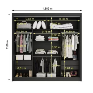 Guarda-Roupa Casal 3 Portas 4 Gavetas 188,5cm Viena - Preto - Image 5