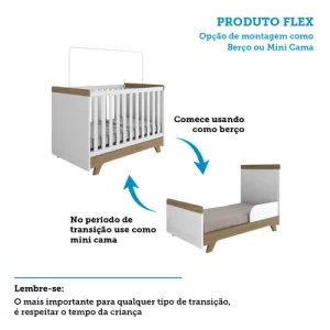 Berço Mini Cama Retrô Móveis Peroba Branco BrilhoCarvalho - Image 3